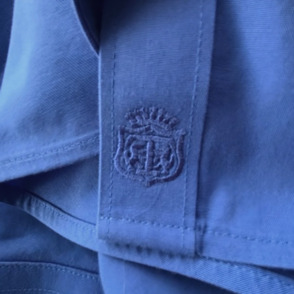 Talbots Classic Blue Short Sleeve Blouse, No- iron, Button Front and on Sleeves - Picture 6 of 6